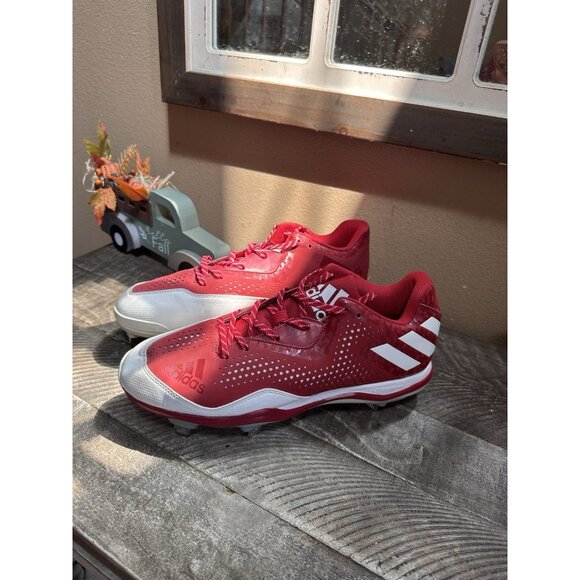 Adidas Q16486 Power Alley 4 Cleats Men's Baseball Red/White Size 12 - Picture 2 of 5
